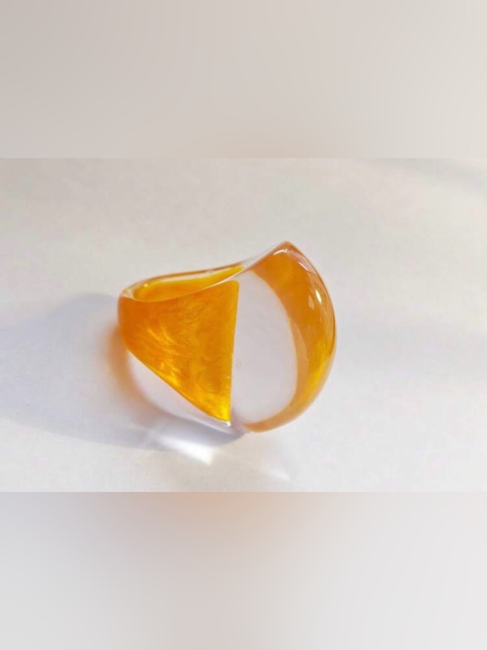 Yellow Two-Tone Resin Dome Ring